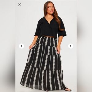 SOLD!!! NEW!!! Black BOHO Embroidered Tiered Women's Skirt,Sz XL,NWT